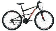 Велосипед горный двухподвес Forward Raptor 1.0 d-27,5 3x6 (2022) 16" черный/красный