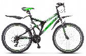 Велосипед горный двухподвес Stels Challenger d-26 3x7 20" чёрный/зелёный