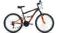 Велосипед горный двухподвес Altair MTB FS 1.0 d-26 3x6 (2022) 16" темно-серый/оранжевый